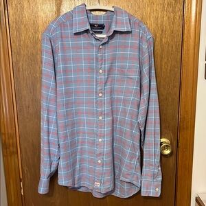 Vineyard Vines Blue and Red Plaid Men's Shirt Size Medium NWOT